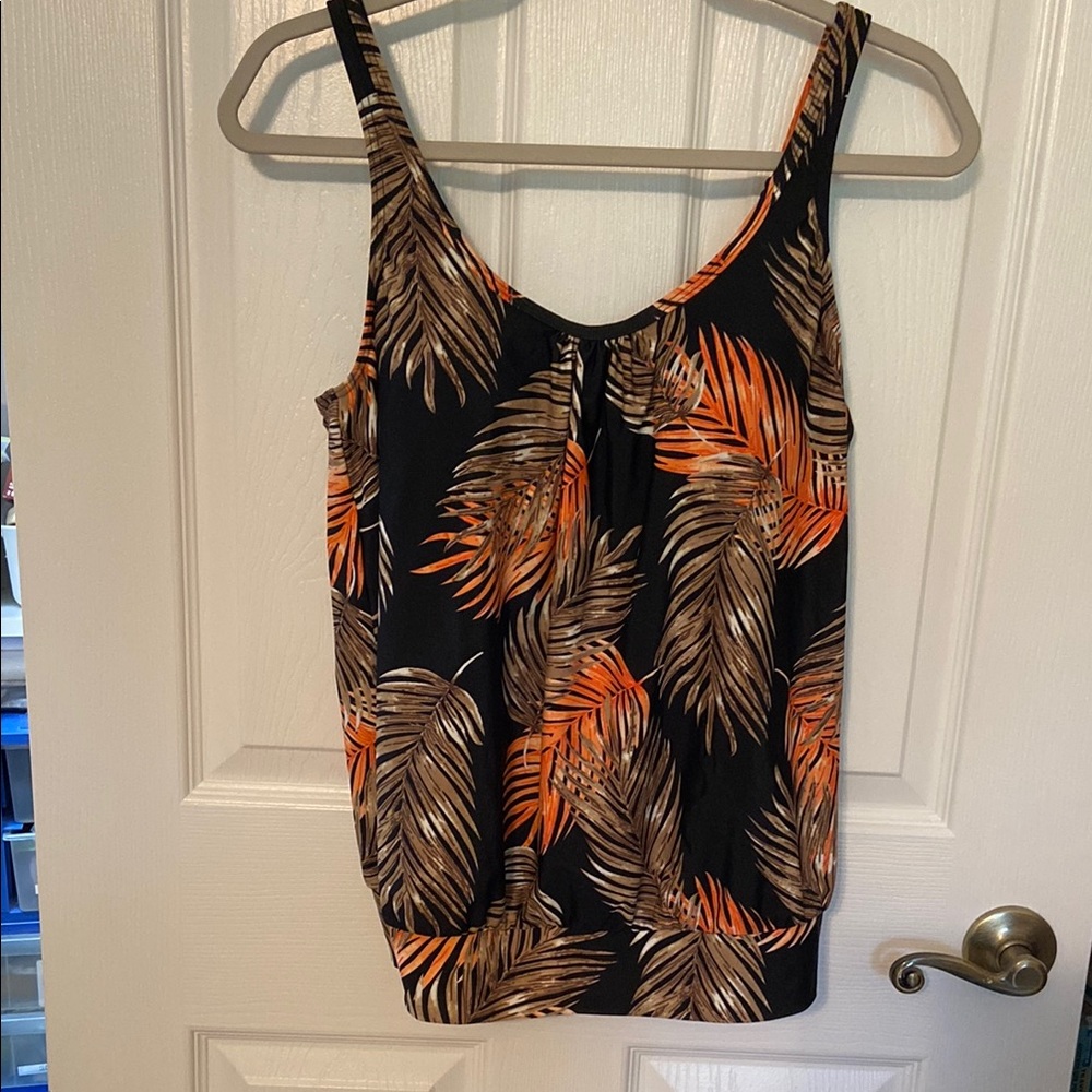 VENUS Black and Orange Relaxed Swim Tank Top size 10